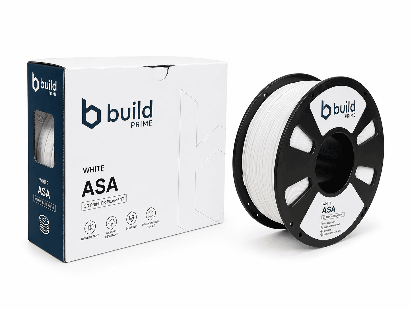 Build Prime White ASA — 1kg spool with packaging